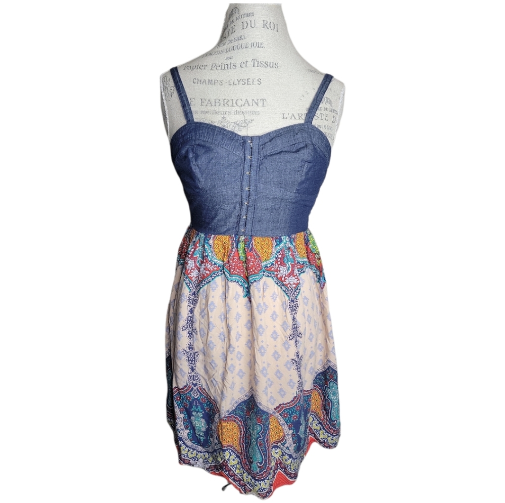 XHILARATION DENIM BODICE BOHO DRESS